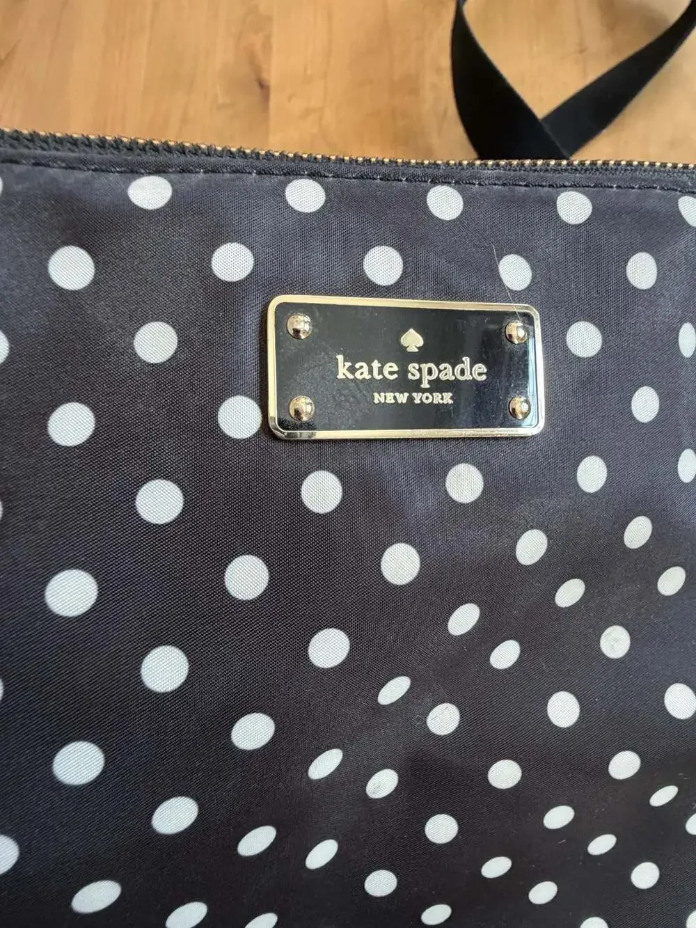 Kate Spade Black and White Polka Dot Nylon Laptop Bag Messenger Briefcase